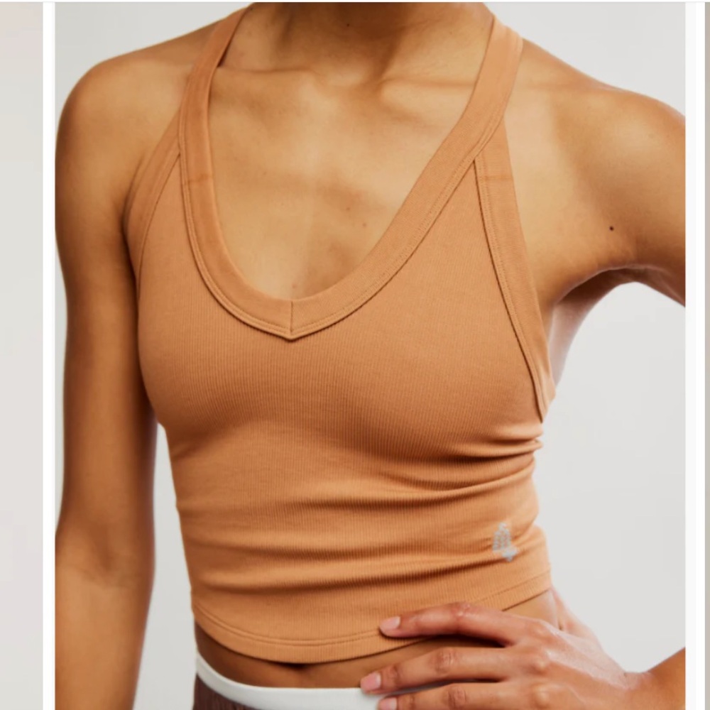 NWT FP Movement All Clear V Neck Cami Twig Tan Brown XL